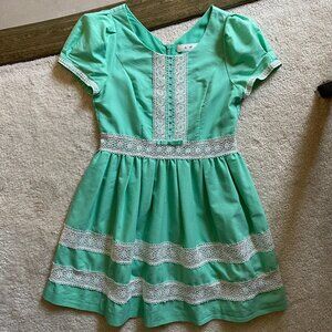 Cute Emerald Doll Style Women Girl Dress with Embroidery Size S